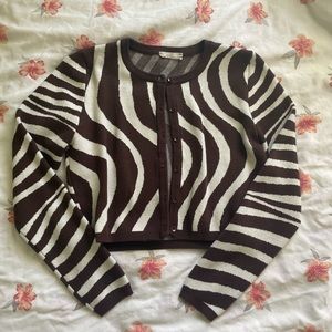cute zebra print brown sweater